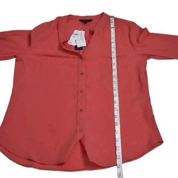 Banana Republic Factory  Ruffle Sleeve Blouse Shirt Gold Buttons Small Petite - Picture 10 of 11